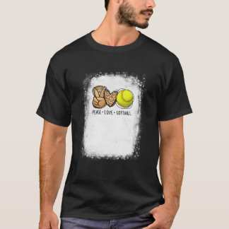 Peace Liebe Softball Mamas Leopard Print Mother's  T-Shirt