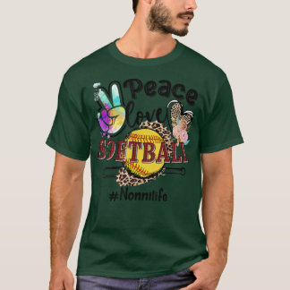 Peace Liebe Softball Nonni Life Mama Grandma Leopa T-Shirt
