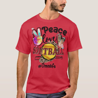 Peace Liebe Softball Oma Life Mama Oma Leopard  T-Shirt