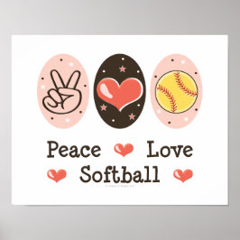 Peace Liebe Softball Poster Print