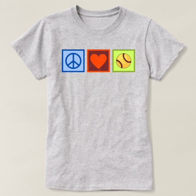 Peace Liebe Softball T-Shirt (Design vorne)