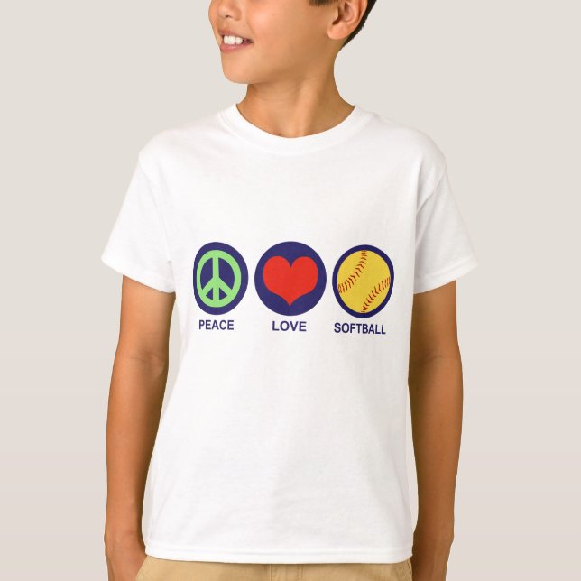 Peace Liebe Softball T-Shirt (Vorderseite)