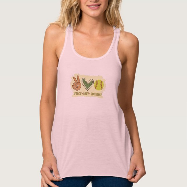 Peace Liebe Softball Tank Top (Vorderseite)