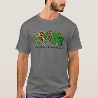 Peace Liebe St Patricks Day Leaf Clover Heart Boys T-Shirt