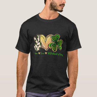 Peace Liebe St Patrick's Day Women Girls Leopard S T-Shirt