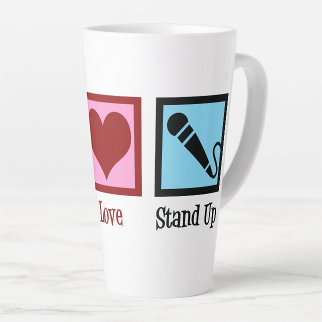 Peace Liebe Stand Up Comedy Milchtasse (Rechte Ecke)