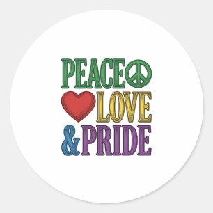 Peace Liebe Stolz Vintage Gravur Vektor Design_1 Runder Aufkleber
