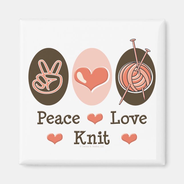 Peace Liebe Strick Magnet (Vorne)