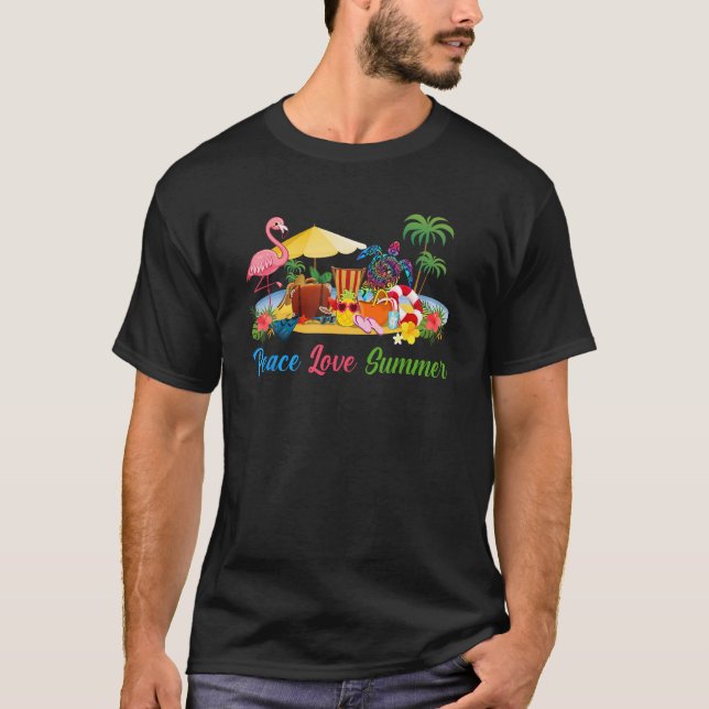 Peace Liebe Summer Beach Turtle Tropical Vacacatio T-Shirt (Vorderseite)