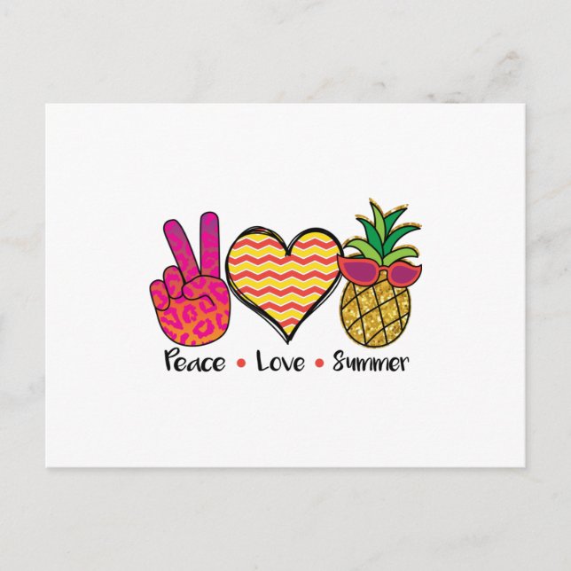 Peace Liebe Summer Cool T Shirt Postkarte (Vorderseite)