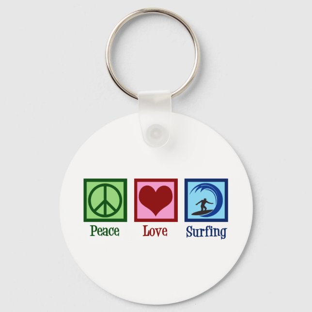 Peace Liebe Surfing Schlüsselanhänger (Vorderseite)