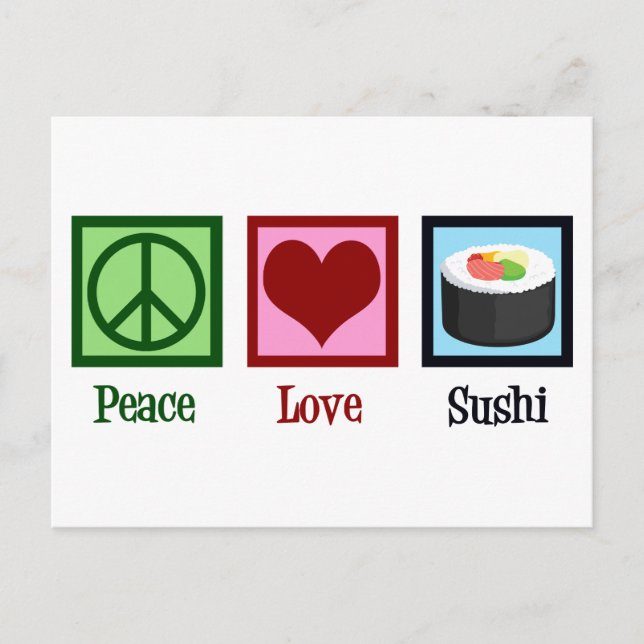 Peace Liebe Sushi Postkarte (Vorderseite)