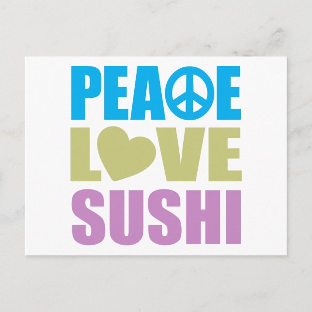Peace Liebe Sushi Postkarte (Vorderseite)