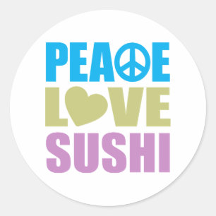 Peace Liebe Sushi Runder Aufkleber