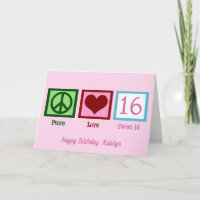 Peace Liebe Sweet 16 Niedlich Custom 16. Geburtsta