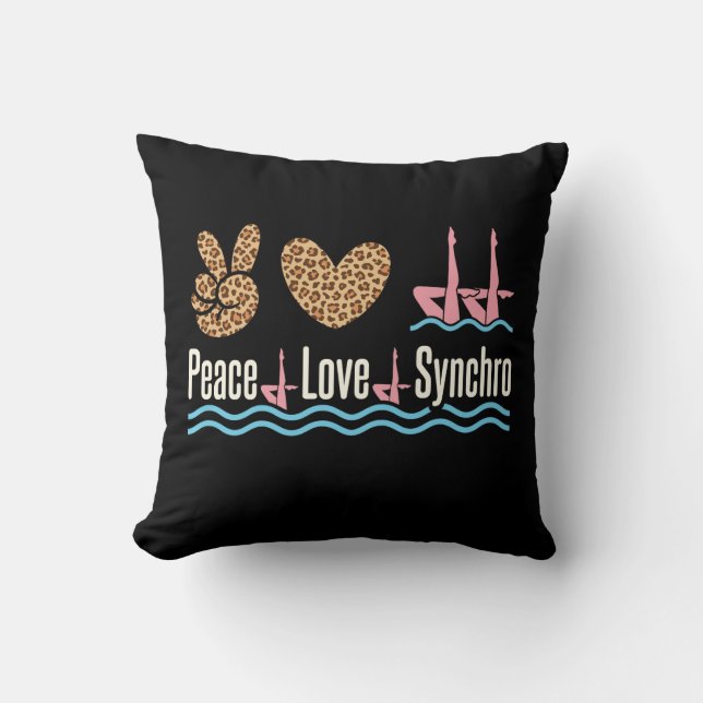 Peace Liebe Synchro Synchronschwimmen Kissen (Vorderseite)
