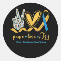 Peace Liebe T21 Blue Yellow Ribbon-Down-Syndrom