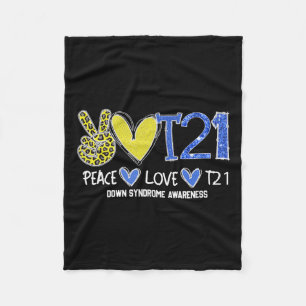 Peace Liebe T21 Blue Yellow Ribbon Down Syndrome A Fleecedecke