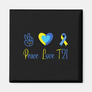 Peace Liebe T21 Blue Yellow World Down Syndrome Da Magnet