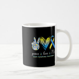 Peace Liebe T21 Down Syndrome Awareness Blue Yello Kaffeetasse