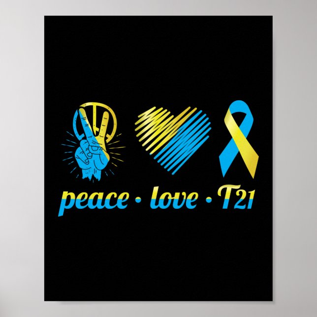 Peace Liebe T21 Down Syndrome Awareness Sped Poster (Vorne)