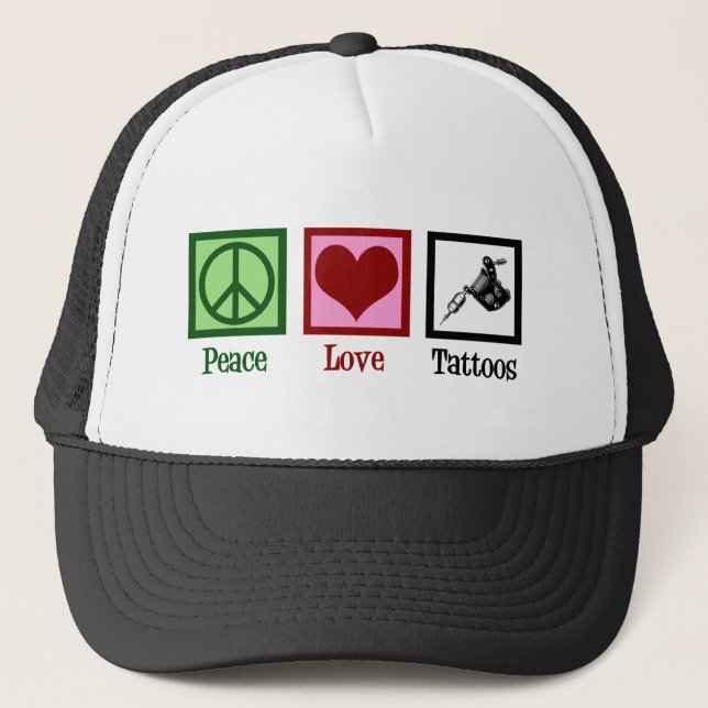 Peace Liebe Tattoos Niedlich Tattoo Artist Gun Truckerkappe (Vorderseite)