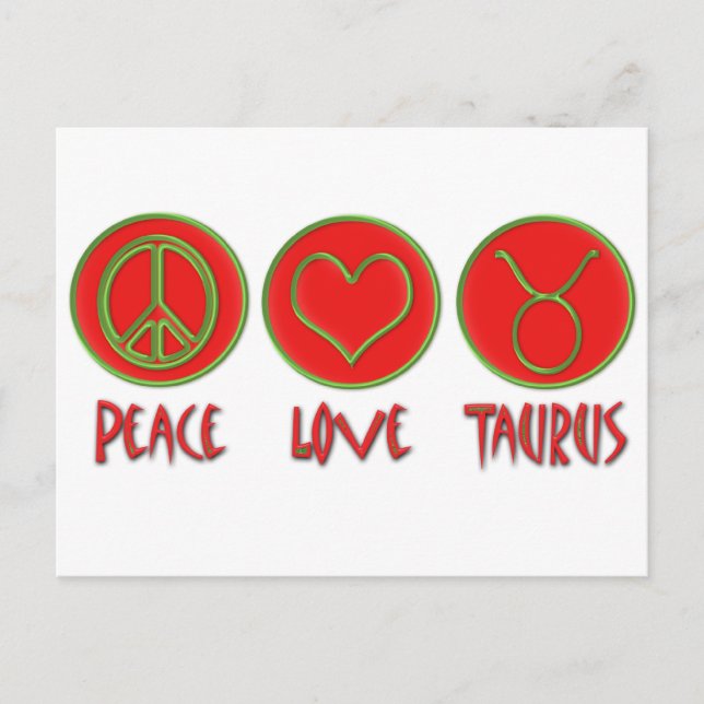 Peace Liebe Taurus Postkarte (Vorderseite)