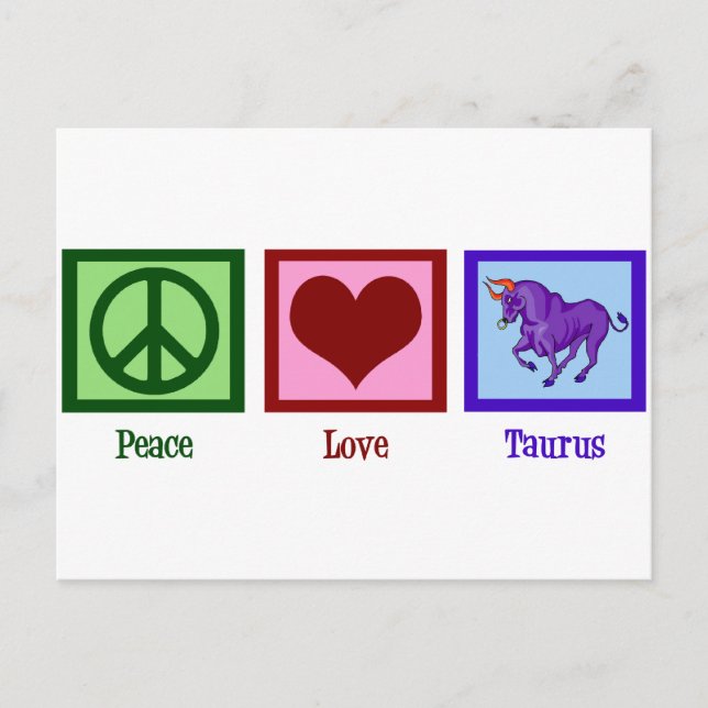 Peace Liebe Taurus Postkarte (Vorderseite)