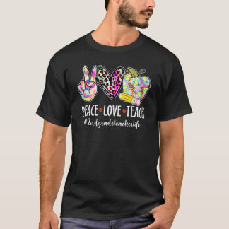 Peace Liebe Teach Leopard Herz Apple Tee zweiter K