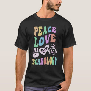 PEACE LIEBE TECHNOLOGIE Retro Computerlehrer Groov T-Shirt