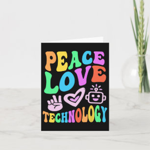Peace Liebe Technology Retro Computerlehrer Vibes Karte