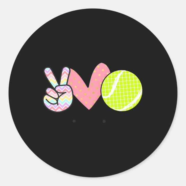 Peace Liebe Tennis for N Little Runder Aufkleber (Vorderseite)