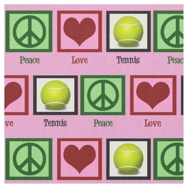 Peace Liebe Tennis Hübsch Pink Stoff (Nahaufnahme)