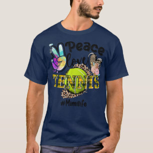 Peace Liebe Tennis Mimi Mama Oma Leopard T-Shirt