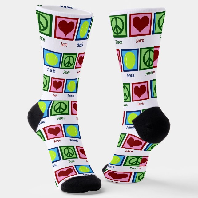 Peace Liebe Tennis Player Niedlich Socken (Gewinkelt)