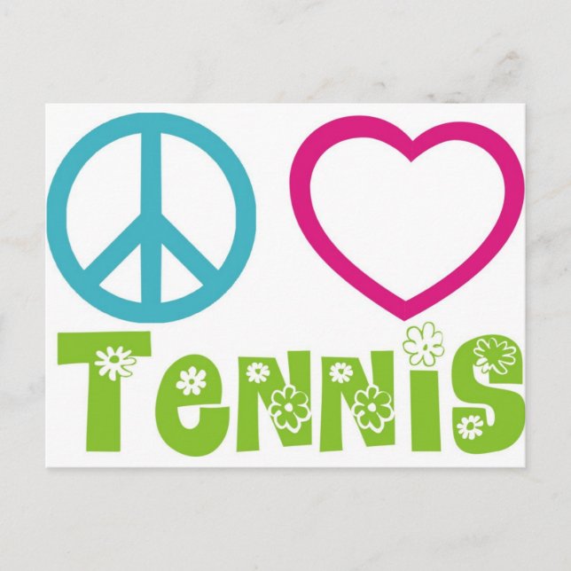Peace Liebe Tennis Postkarte (Vorderseite)