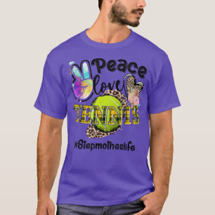 Peace Liebe Tennis Stepmutter Life Mama Oma Leop T-Shirt