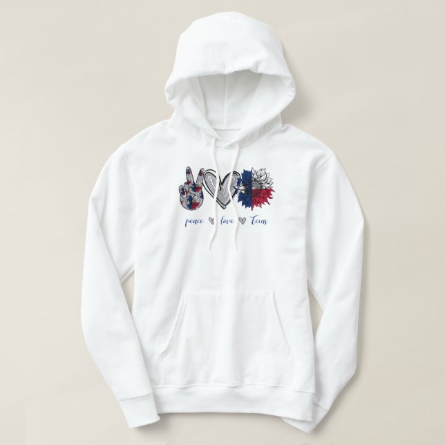 Peace Liebe Texas Flag Sonnenblume Hoodie (Design vorne)