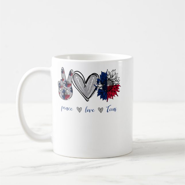 Peace Liebe Texas Flag Sonnenblume Kaffeetasse (Links)