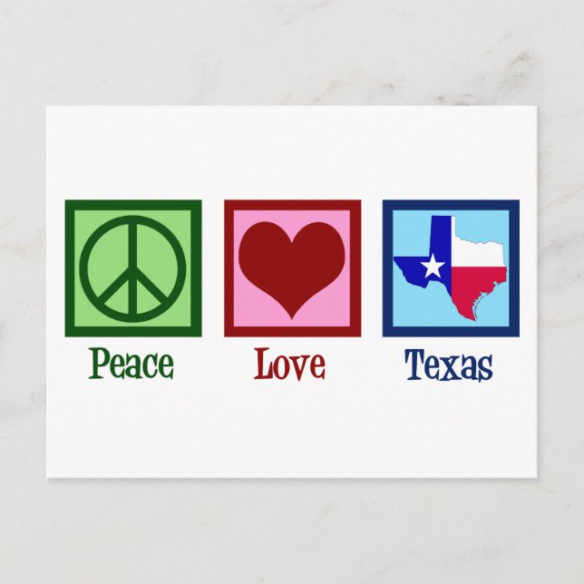 Peace Liebe Texas Staatsflagge Postkarte (Vorderseite)