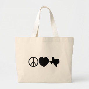 Peace Liebe Texas Symbole Jumbo Stoffbeutel