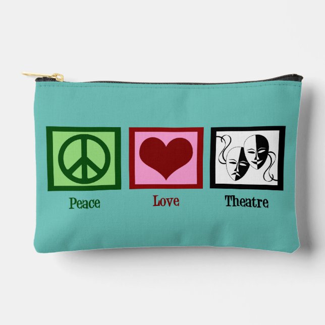 Peace Liebe Theater Niedlich Aquamarin Zubehörtasche (Vorderseite)