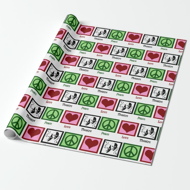 Peace Liebe Theater Niedlich Drama Masken Geschenkpapier (Ungerollt)