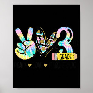 Peace Liebe Third Grade Fun Gefärbte Krawatte Stud Poster