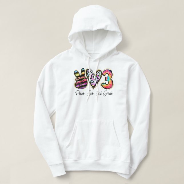 Peace Liebe Third Grade Teacher Girls Team 3. Grad Hoodie (Design vorne)