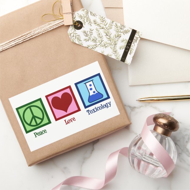 Peace Liebe Toxicology Niedlich Toxicologist Rechteckiger Aufkleber (Schenken)