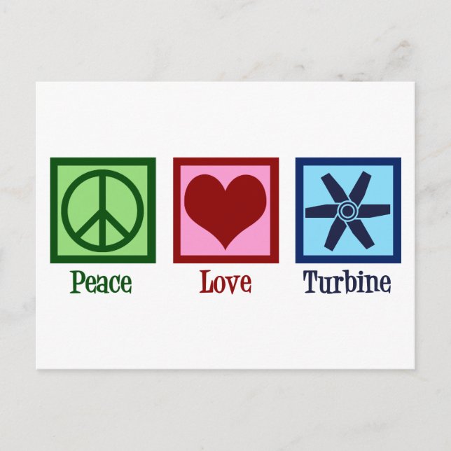 Peace Liebe Turbine Fan Postkarte (Vorderseite)
