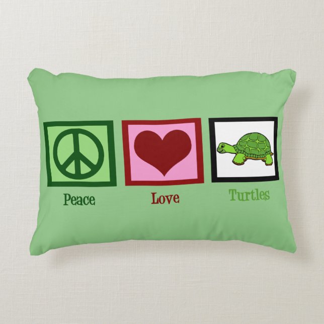 Peace Liebe Turtles Niedlich Green Zierkissen (Vorderseite)