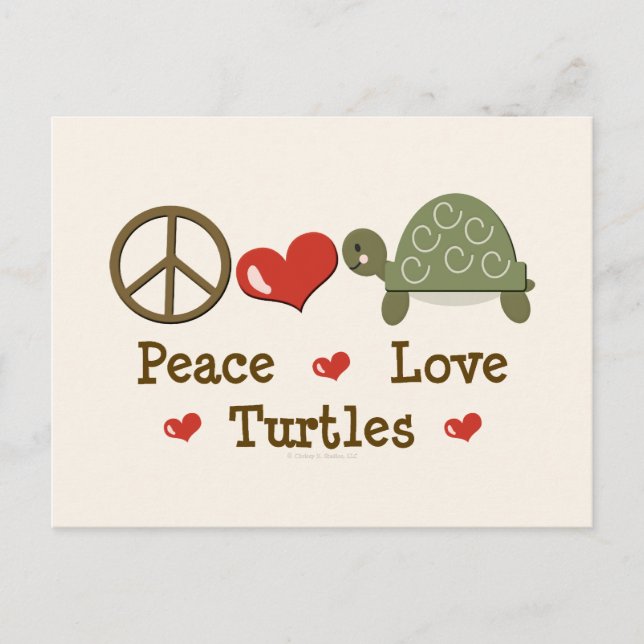 Peace Liebe Turtles Postcard Postkarte (Vorderseite)
