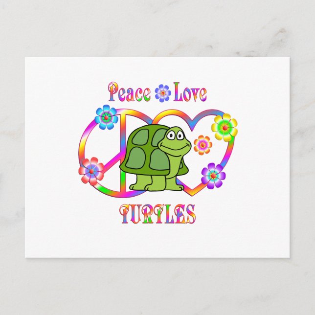 Peace Liebe Turtles Postkarte (Vorderseite)